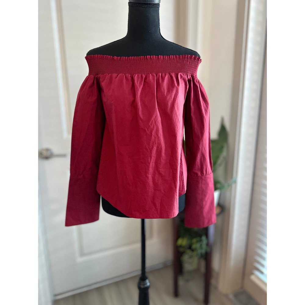 Derek Lam Off-Shoulder Red Blouse